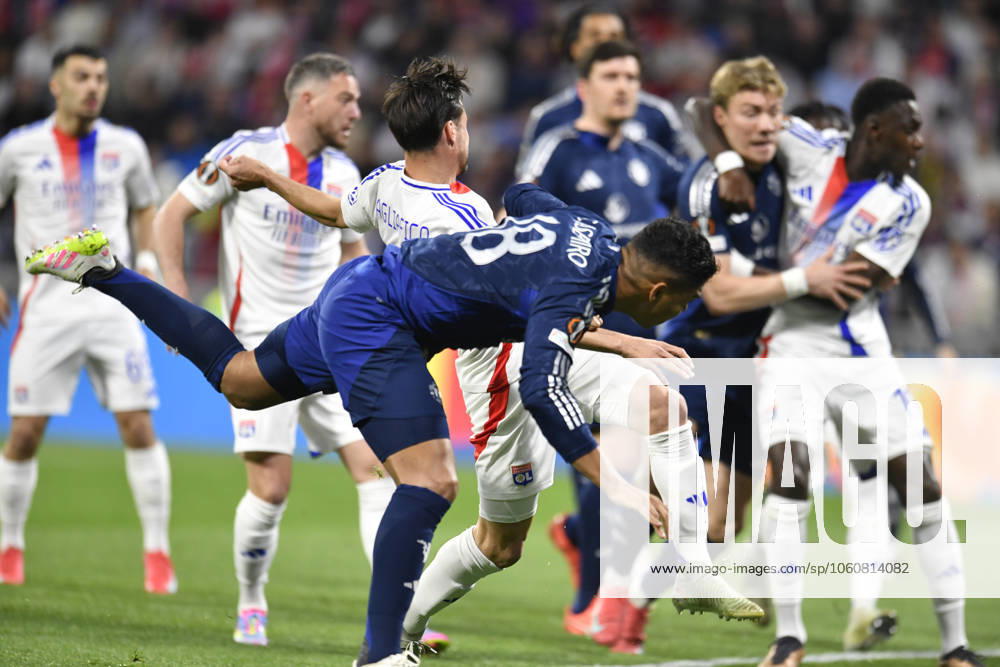 CASIMERO of Manchester united during the quater final Europa League game between Olympique Lyonnais and Manchester United (England) at the Groupama stadium in Decines-Charpieu Lyon, France on April 10, 2025
