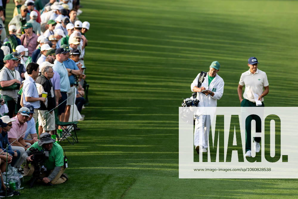 Ludvig Aberg of Sweden with his caddie Joe Skovron during the first round of the 2025 Masters Golf Tournament on April 10, 2025 in Augusta Photo Petter Arvidson BILDBYRAN kod PA PA1007 bbeng golf masters the masters augusta us masters sverige