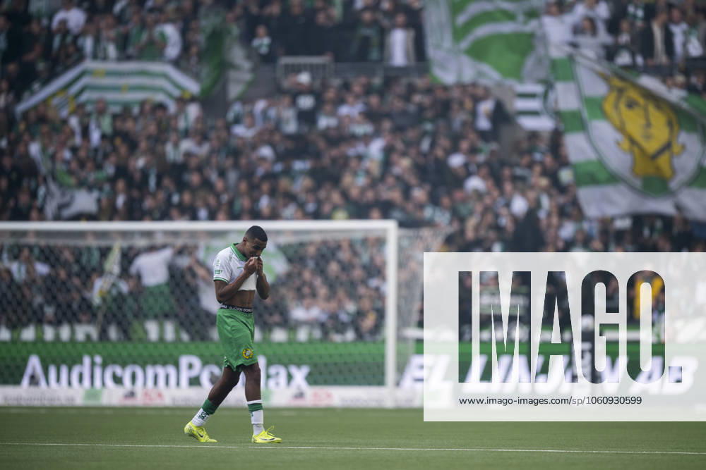 Hammarbys Paulos Abraham during the Allsvenskan football match between Hammarby and Djurgarden on April 13, 2025 in Stockholm