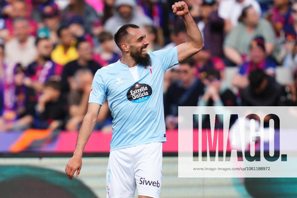 FC Barcelona, Barca - RC Celta. La Liga EA Sports match. Date 32 Borja Iglesias of RC Celta celebrates after scoring goal during the La Liga EA Sports match between FC Barcelona and RC Celta played at Lluis Companys Stadium on 19 April 2025 in Barcelona, Spain. kpng