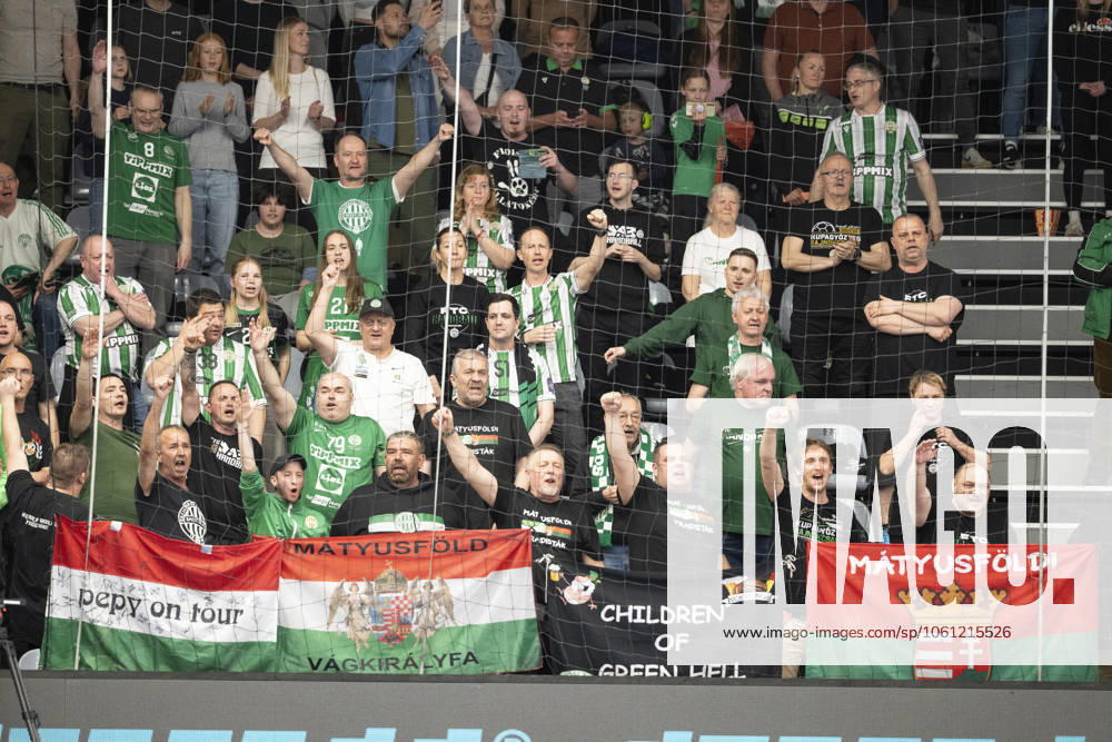 EHF Champions League Odense Handball FTC Rail Cargo Hungaria EHF Champions League Play Offs Quarterfinal Hungarian fans during the EHF Champions League quarterfinal between Odense Handball and FTC Rail Cargo Hungaria at Sydbank Arena in Odense on Sunday, April 20, 2025 Photo Frank Cilius Ritzau Scanpix , Aabenraa Denmark Sydbank Arena