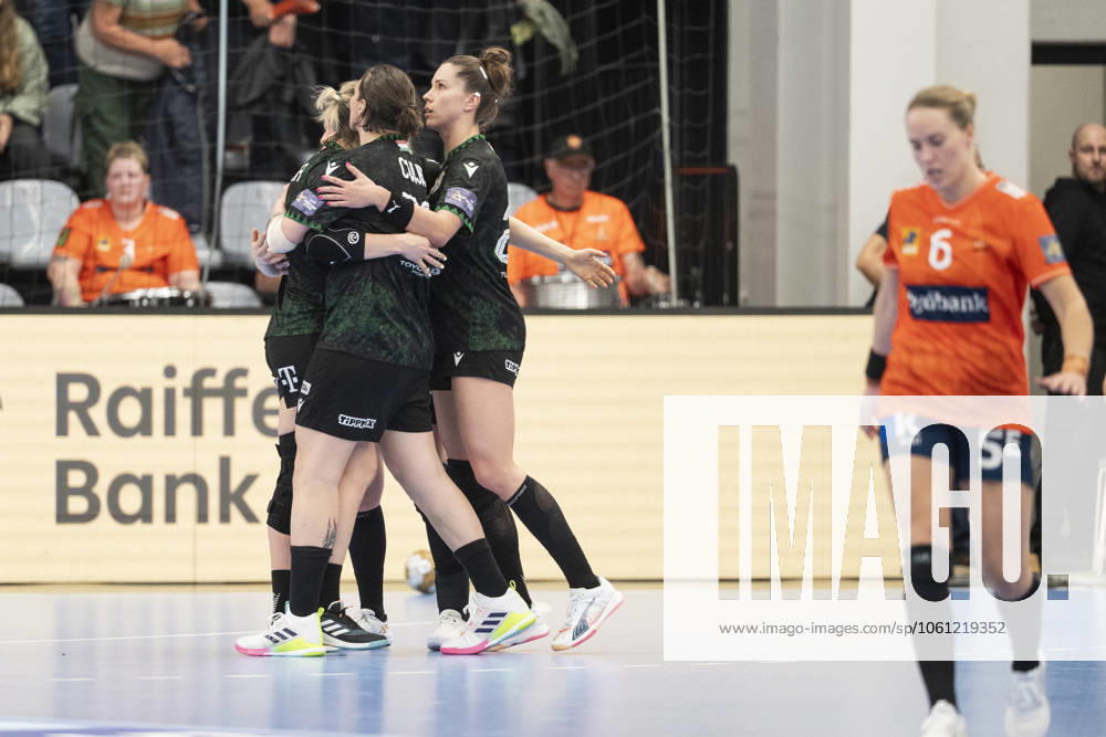 EHF Champions League Odense Handball FTC Rail Cargo Hungaria Dragana Cvijic and Emily Bölk, FTC Rail Cargo Hungaria reacts after the EHF Champions League quarter final between Odense Handball and FTC Rail Cargo Hungaria at Sydbank Arena in Odense on Sunday, April 20, 2025 The match ended 27 27 Photo Frank Cilius Ritzau Scanpix , Aabenraa Denmark Sydbank Arena