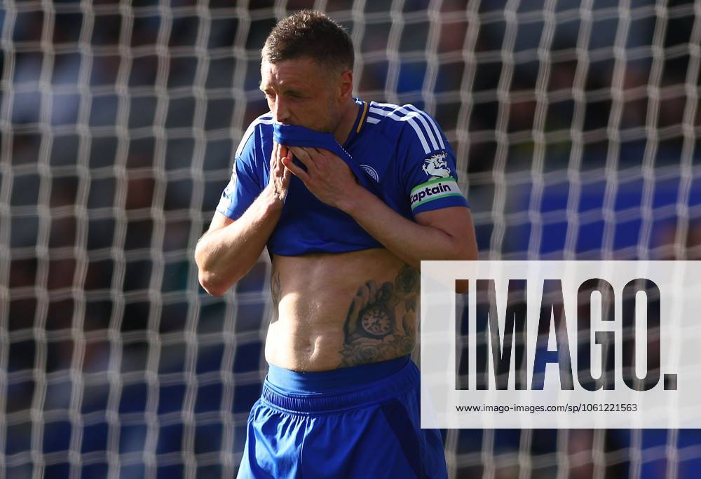 Jamie Vardy of Leicester City shows a look of dejection Leicester City v Liverpool, Premier League, Football, King Power Stadium, Leicester, UK - 20 Apr 2025