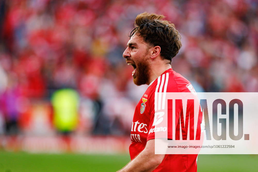 Orkun Kokcu seen celebrating after scoring goal during Liga Portugal game between teams of SL Benfica and FC Arouca (Maciej Rogowski) Lisboa Estadio Da Luz Portugal