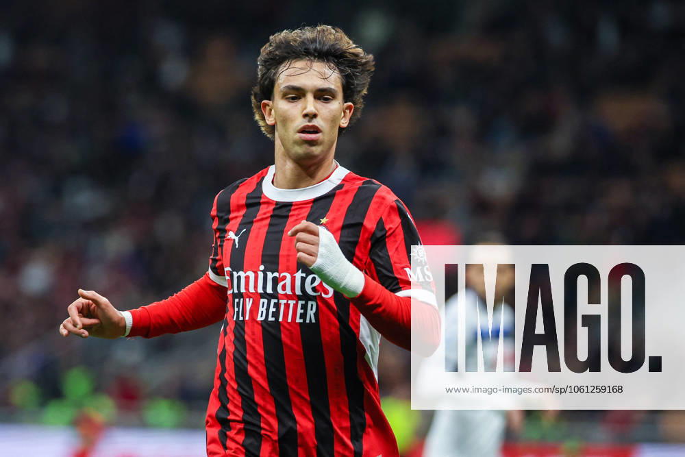 CALCIO - Serie A - AC Milan vs Atalanta BC Joao Felix Sequeira of AC Milan seen during Serie A 2024 25 football match between AC Milan and Atalanta BC at San Siro Stadium Milan Italy