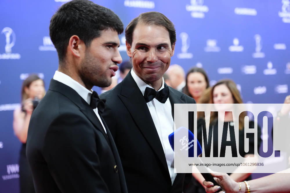 2025 Laureus World Awards Madrid - Red Carpet Rafa Nadal looks to Carlos Alcaraz attends the 2025 Laureus World Sport Awards red carpet at Palacio De Cibeles on April 21, 2025 in Madrid, Spain. Madrid Spain