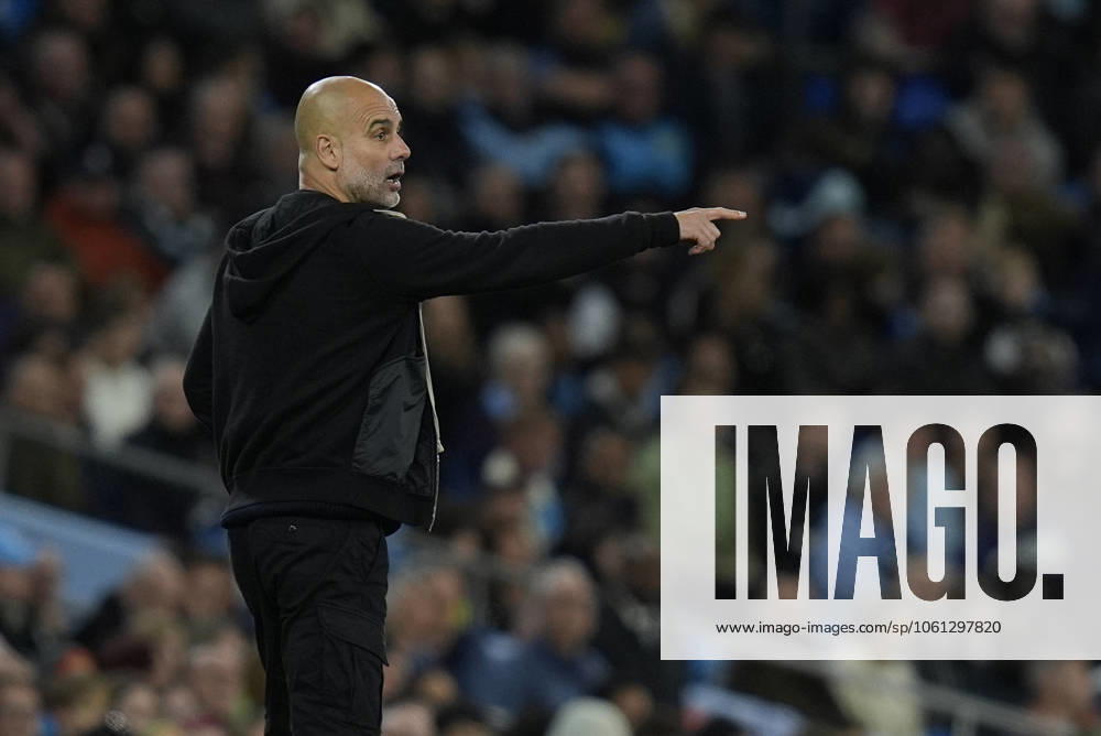 22nd April 2025; Etihad Stadium, Manchester, England; Premier League Football, Manchester City versus Aston Villa; , Pep Guardiola shouts instructions to his players ActionPlus12778297 StevenxFlynn Content restricted for UK based newspaper