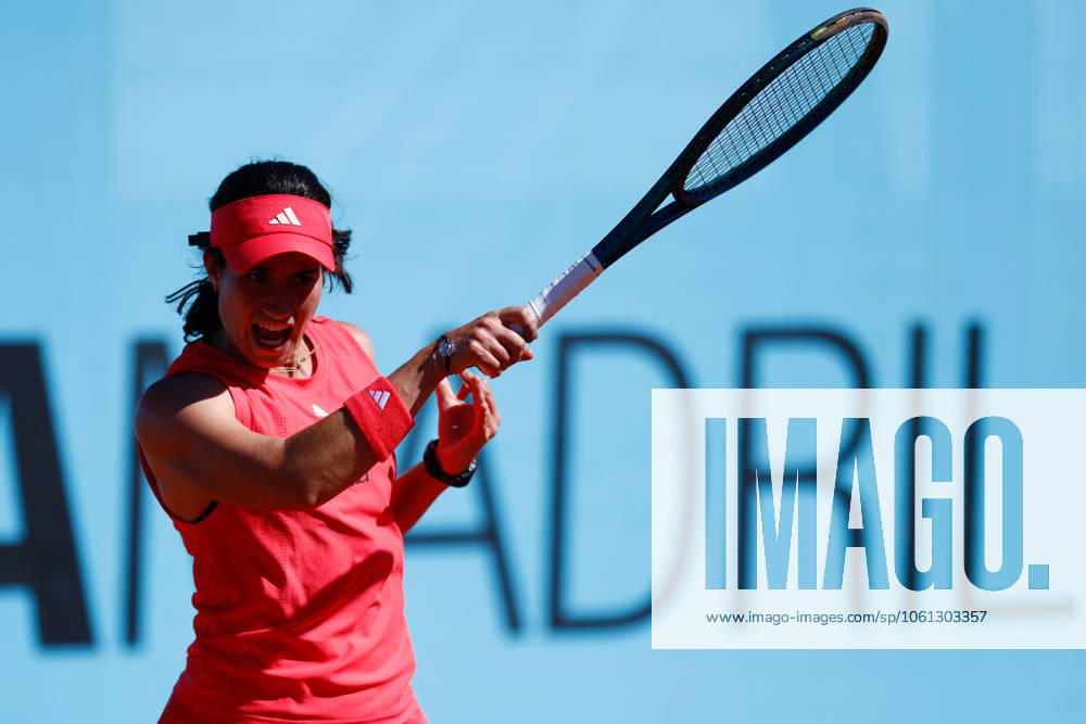 Carlota Martinez Cirez of Spain in action against Maya Joint of Australia during the Mutua Madrid Open 2025, ATP, Tennis Herren Masters 1000 and WTA, Tennis Damen 1000, tennis tournament celebrated at Caja Magica on April 23, 2025 in Madrid, Spain. Madrid SPAIN - ZUMAa181 20250423_zaa_a181_079