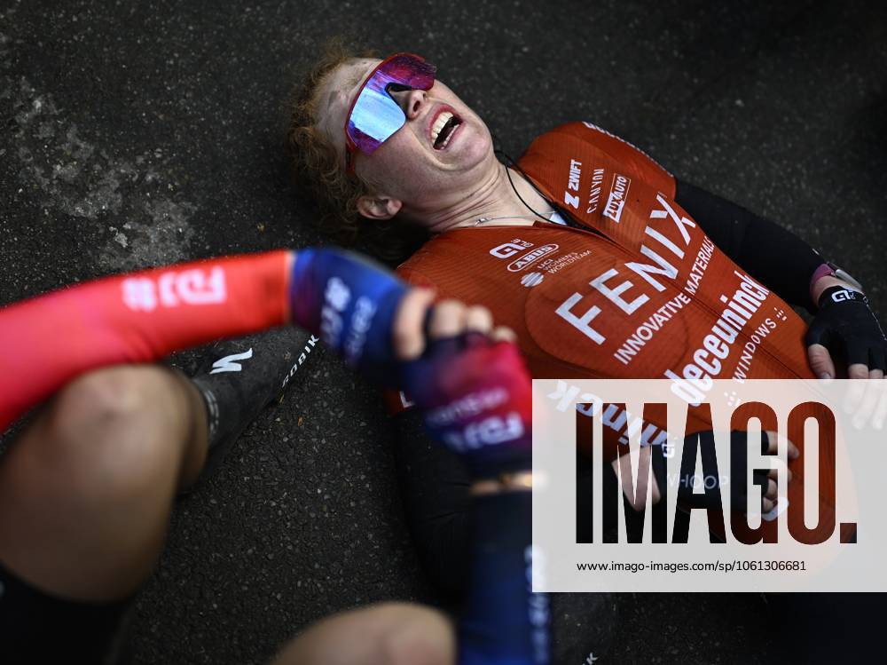 KW17 Dutch Puck Pieterse of Fenix-Deceuninck looks exhausted after the women s race of the La Fleche Wallonne , one day cycling race (Waalse Pijl - Walloon Arrow), 140,7 km from Ciney to Huy, Wednesday 23 April 2025. JASPERxJACOBS x121661284x