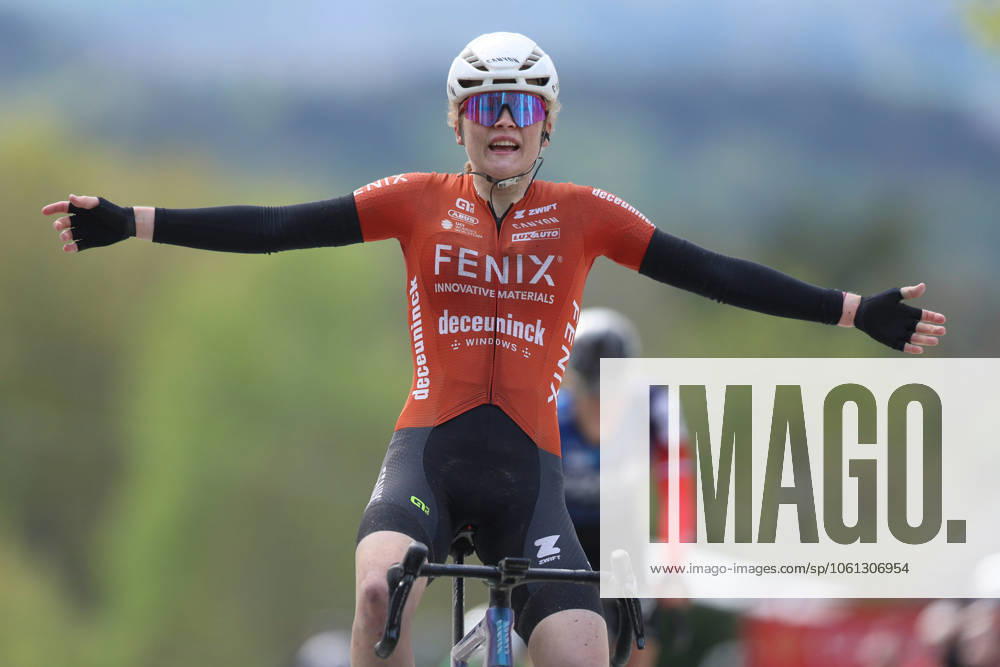 Cycling UCI World Tour Women Elite La Fleche Wallonne Femmes on 23 04 2025 in Huy Race winner Puck Pieterse Netherlands wins the race