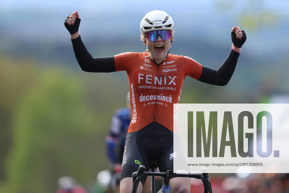 Cycling UCI World Tour Women Elite La Fleche Wallonne Femmes on 23 04 2025 in Huy Race winner Puck Pieterse Netherlands wins the race