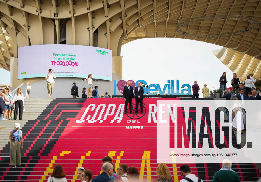 Atmosphere with one day to go before the final of the Copa del Rey The mayor of Seville, José Luis Sanz i and the president of the RFEF, Rafael Louzán, in the Fair Play area of the RFEF A 25 April 2025, in Seville Andalusia, Spain The final of the Copa del Rey, which will take place this Saturday in Seville, will attract up to 70,000 fans to the city for the classic match between Barcelona and Real Madrid, will attract up to 70,000 fans to the city for the classic match between Barcelona and Real Madrid, who will arrive in the Sevillian capital by AVE or plane after a reinforcement in mobility 25 APRIL 2025 María José Ló Sevilla Andalucia Sevilla Andalucia Espana