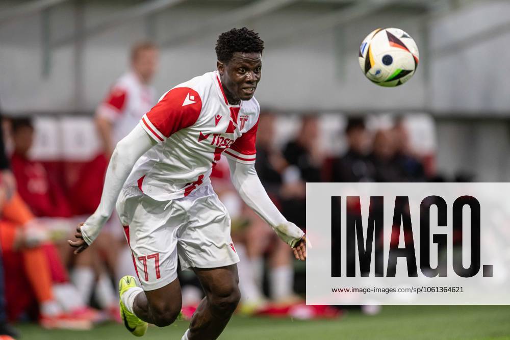 Sani Suleiman follows the ball during Nike liga match, AS Trencin - MFK Dukla Banska Bystrica , 25. april 2025, Stadium na Sihoti, Trencin, Slovakia