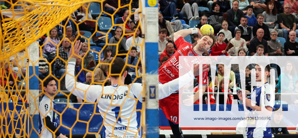 Germany, Bietigheim, Handball 1 Bundesliga, SG BBM Bietigheim vs ThSV Eisenach, f l Matija Spikic ThSV , Tom Wolf BBM