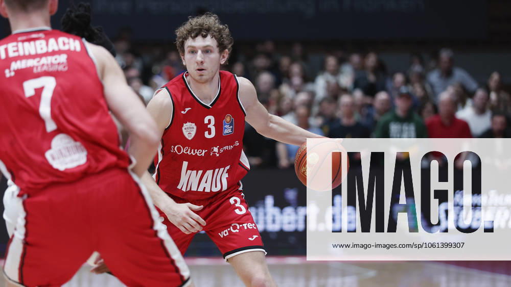 In the picture Calvin Wishart Wuerzburg Baskets, 3 on the ball 26 04 2025, Basketball, BBL, FIT One Würzburg Baskets Telekom Baskets Bonn, Germany, Würzburg, Tectake Arena,