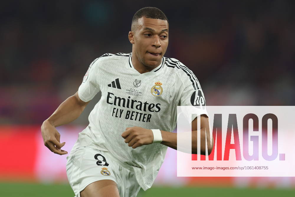 FC Barcelona, Barca Real Madrid CF. Copa del Rey. Final. Kylian Mbappe of Real Madrid during the Copa del Rey match, Final, between FC Barcelona and Real Madrid CF played at La Cartuja Stadium on April 26, 2025 in Sevilla, Spain. kpng