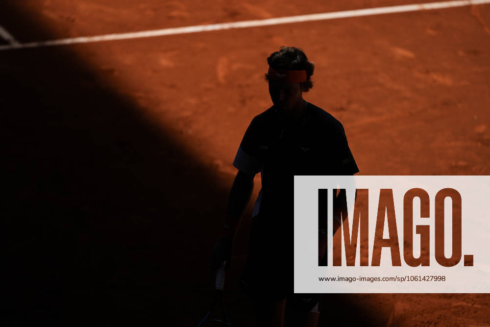 Andrey Rublev of Russia in action against Aleksander Bublik of Kazakhstan during the Mutua Madrid Open 2025, ATP, Tennis Herren Masters 1000 and WTA, Tennis Damen 1000 tennis tournament, celebrated at Caja Magica on April 27, 2025 in Madrid, Spain. Madrid Spain - ZUMAa181 20250427_zaa_a181_073