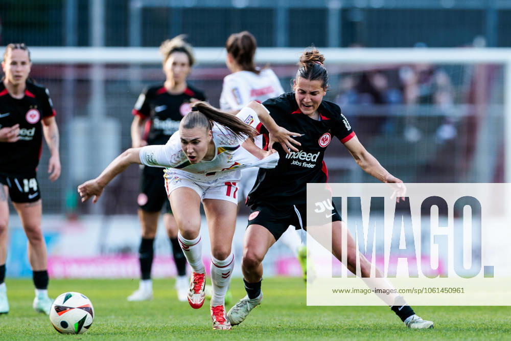 Google Pixel Frauen Bundesliga, 1 FC Köln Eintracht Frankfurt 27 04 2025 Zweikampf Alena Bienz 1 FC Köln, 11 , Carlotta Wamser Eintracht Frankfurt, 30 Google Pixel Frauen Bundesliga, 1 FC Köln Eintracht Frankfurt, Köln, Franz Kremer Stadion am 27 04 2025 DFB REGULATIONS PROHIBIT ANY USE OF PHOTOGRAPHS AS IMAGE SEQUENCES AND OR QUASI VIDEO