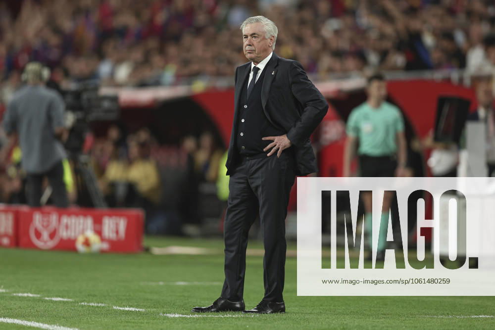 FC Barcelona, Barca Real Madrid CF. Copa del Rey. Final. Real Madrid head coach Carlo Ancelotti during the Copa del Rey match, Final, between FC Barcelona and Real Madrid CF played at La Cartuja Stadium on April 26, 2025 in Sevilla, Spain.