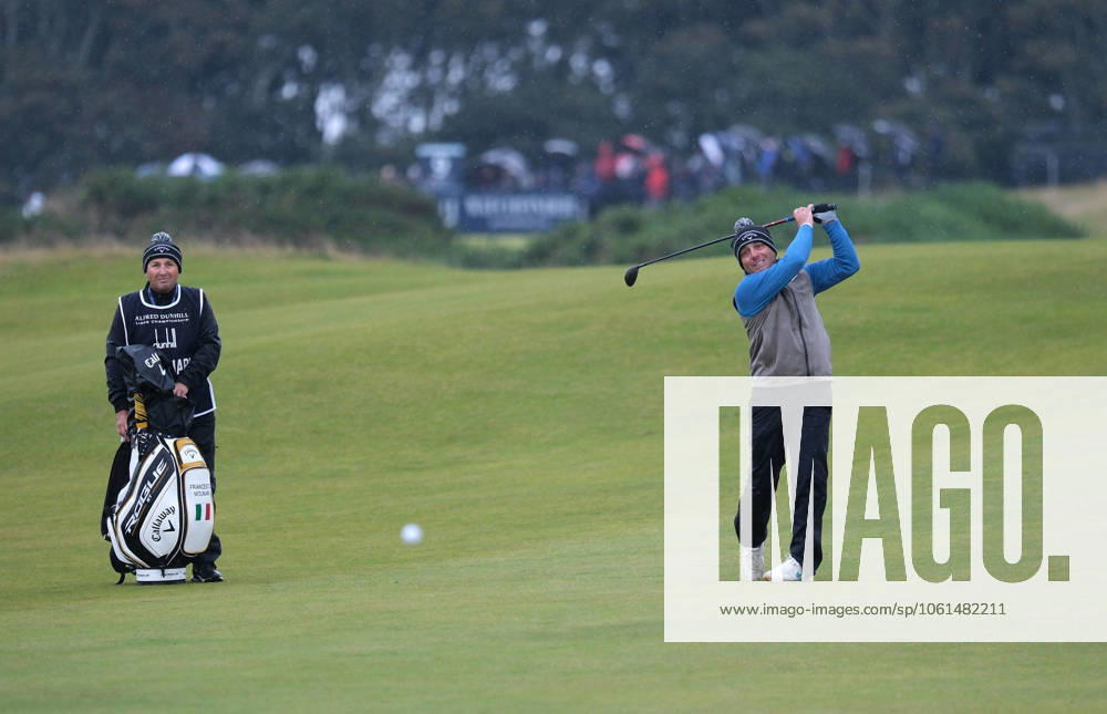 UK: The Alfred Dunhill Links Championship at Kingsbarns, St Andrews, Scotland on 30 September 2022 Pictured: Francesco Molinari (Italy) hits a low shot under the wind on the 9th fairway at Kingsbarns during the second round of the Alfred Dunhill Links Championship 2022 St Andrews Fife Scotland
