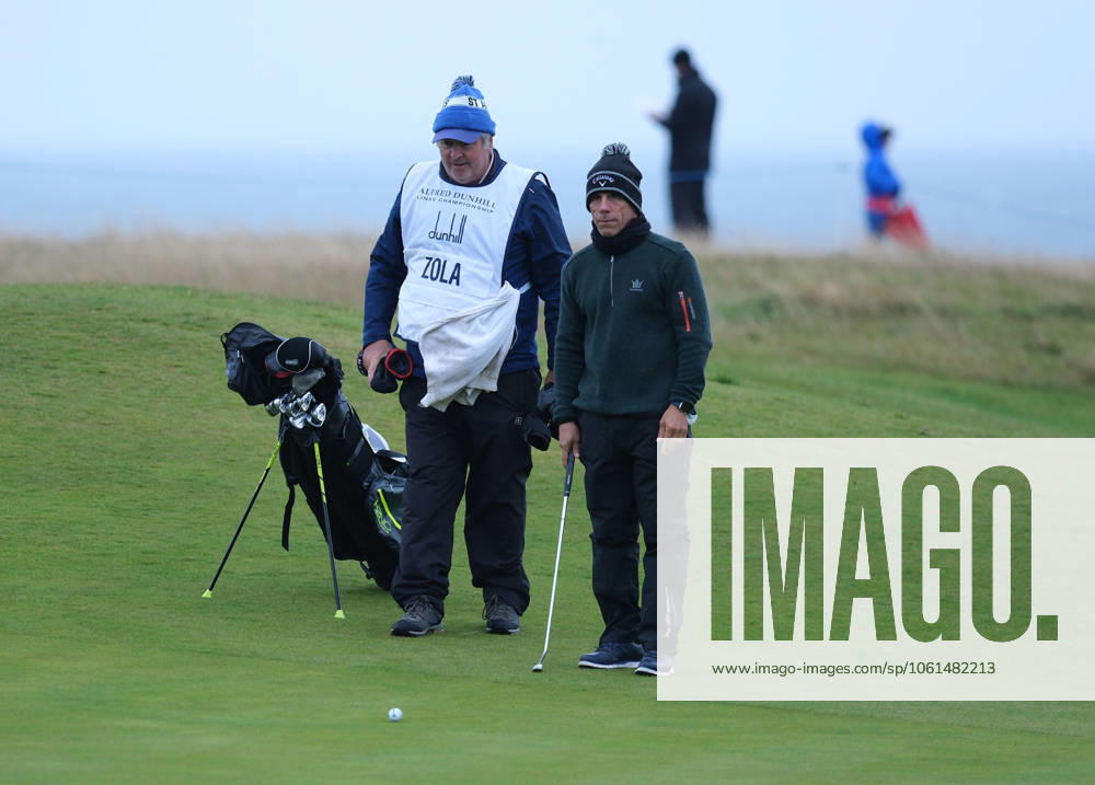 UK: The Alfred Dunhill Links Championship at Kingsbarns, St Andrews, Scotland on 30 September 2022 Pictured: Ex-footballer Gianfranco Zola on the 9th fairway at Kingsbarns during the second round of the Alfred Dunhill Links Championship 2022 St Andrews Fife Scotland