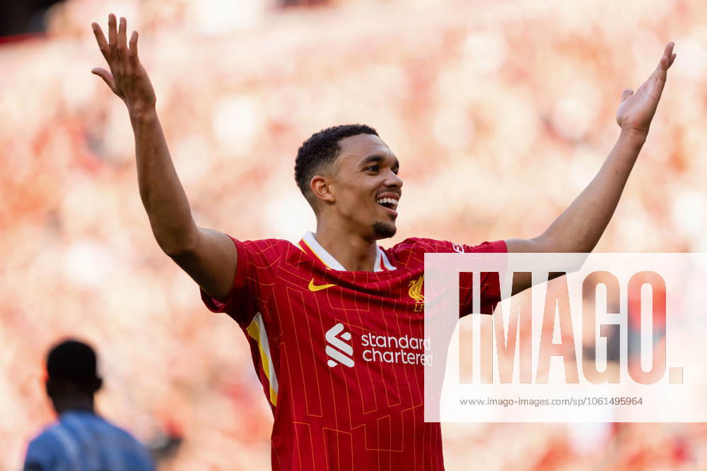 Liverpool FC v Tottenham Hotspur FC - Premier League Liverpool s Trent Alexander-Arnold is seen during the Premier League match between Liverpool and Tottenham Hotspur at Anfield in Liverpool, England, on April 27, 2025. Liverpool Merseyside United Kingdom