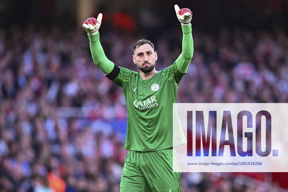 Arsenal FC v Paris Saint-Germain - UEFA Champions League 2024 25 Semi-Finals First Leg LONDON, ENGLAND - APRIL 29: Goalkeeper Gianluigi Donnarumma of Paris Saint Germain celebrates during the UEFA Champions League 2024 25 Semi Final First Leg match between Arsenal FC and Paris Saint-Germain at Arsenal Stadium on April 29, 2025 in London, England. (Photo by Richard Callis Sports Press Photo) LondonUnited Kingdom