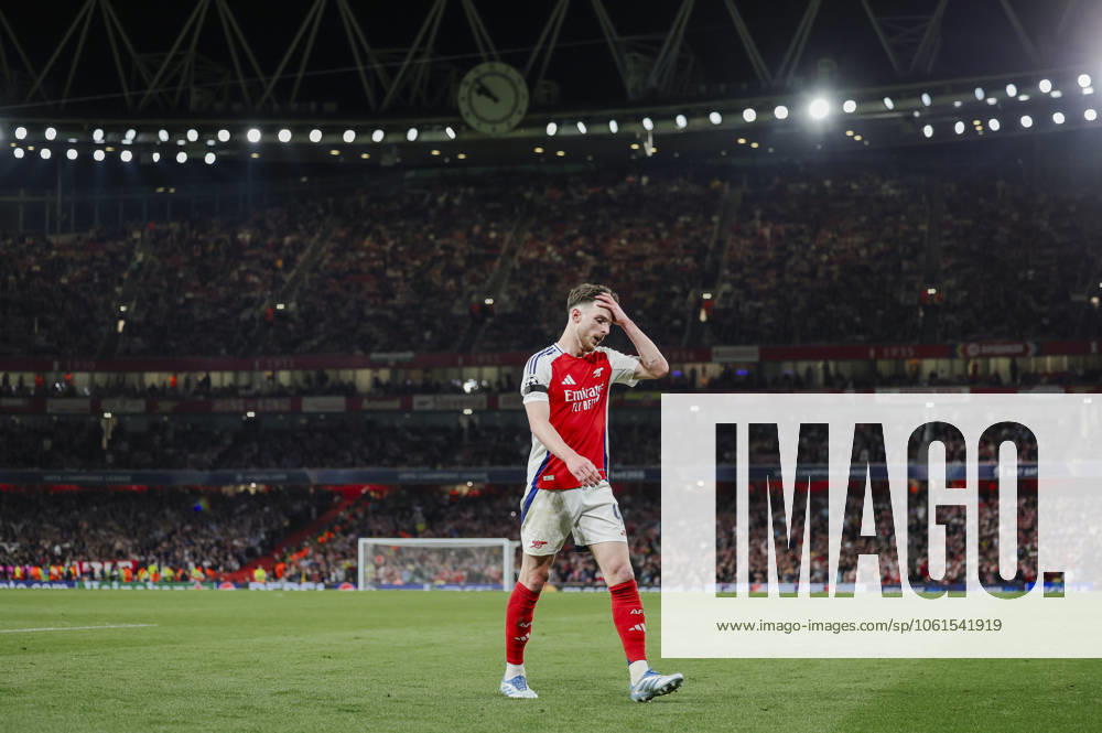 Arsenal v Paris Saint-Germain 29.04.2025. Champions League 2024 25 Semi-Final 1st leg Arsenal v Paris Saint-Germain, Emirates Stadium. Declan Rice of Arsenal