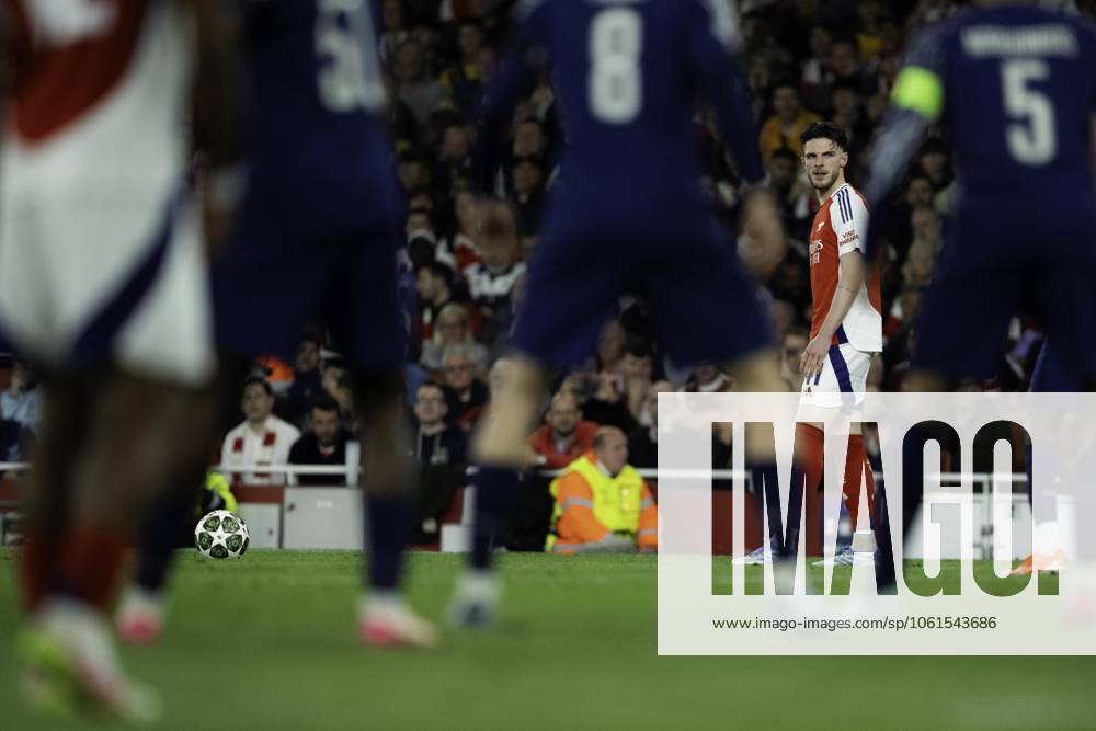 Arsenal FC v Paris Saint-Germain - UEFA Champions League Semi-final First Leg Declan Rice during the UEFA Champions League semi-final first leg match between Arsenal and Paris Saint-Germain at Emirates Stadium in London, England, on April 29, 2025.