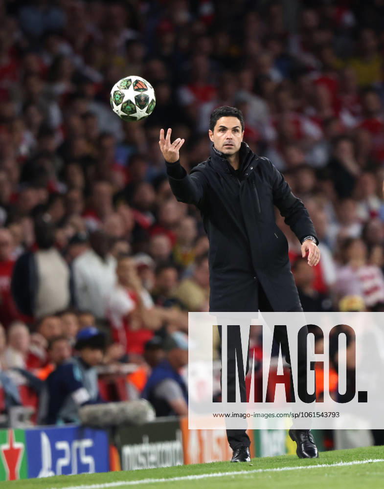 Mikel Arteta (Arsenal manager) at the Arsenal v Paris Saint-Germain UEFA Champions League semi-final match, at the Emirates Stadium, London, UK on 29th April, 2025.