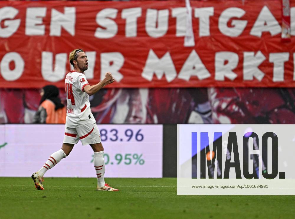 Soccer 1 Bundesliga 2024 2025, Matchday 32, RB Leipzig FC Bayern Munich, in the Red Bull Arena Leipzig, Kevin Kampl RB Leipzig cheers DFL and DFB regulations prohibit any use of photographs as image sequences and or quasi video
