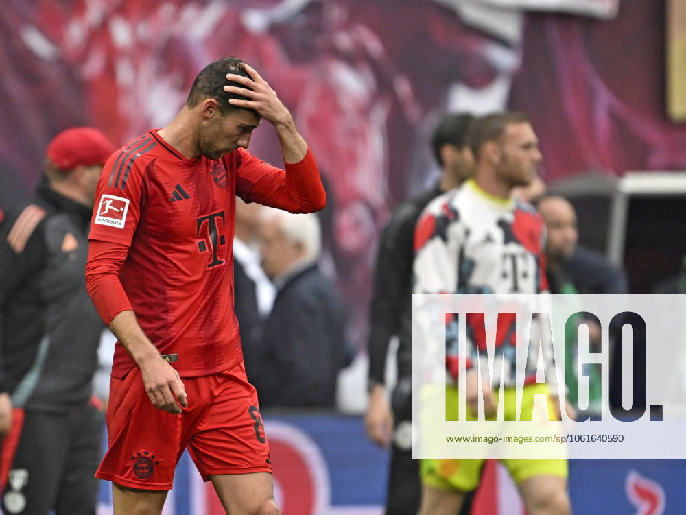 Soccer 1 Bundesliga 2024 2025, Matchday 32, RB Leipzig FC Bayern Munich, in the Red Bull Arena Leipzig, Leon Goretzka FC Bayern Munich pensive, DFL and DFB regulations prohibit any use of photographs as image sequences and or quasi video