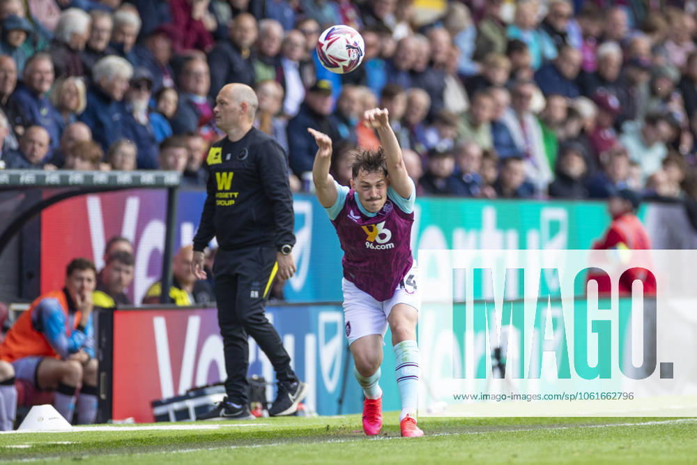Burnley FC v Millwall FC - Sky Bet Championship Connor Roberts 14 of Burnley FC takes a throw-in during the Sky Bet Championship match between Burnley and Millwall at Turf Moor in Burnley, England, on May 3, 2025. Burnley Lancashire