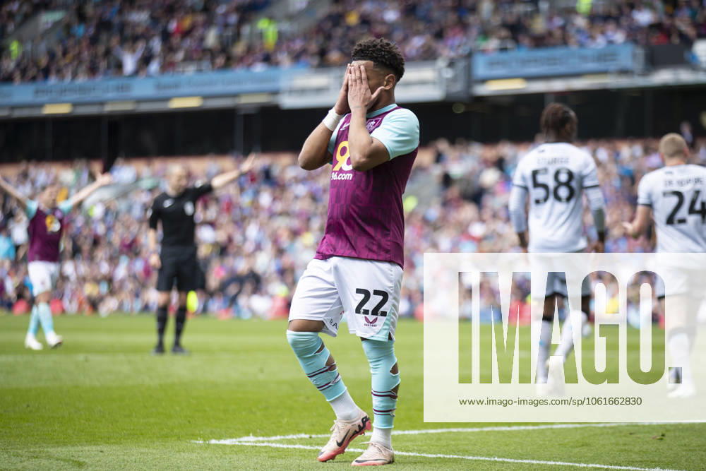 Burnley FC v Millwall FC - Sky Bet Championship Marcus Edwards 22 of Burnley FC looks dejected after missing a chance to score during the Sky Bet Championship match between Burnley and Millwall at Turf Moor in Burnley, England, on May 3, 2025. Burnley Lancashire