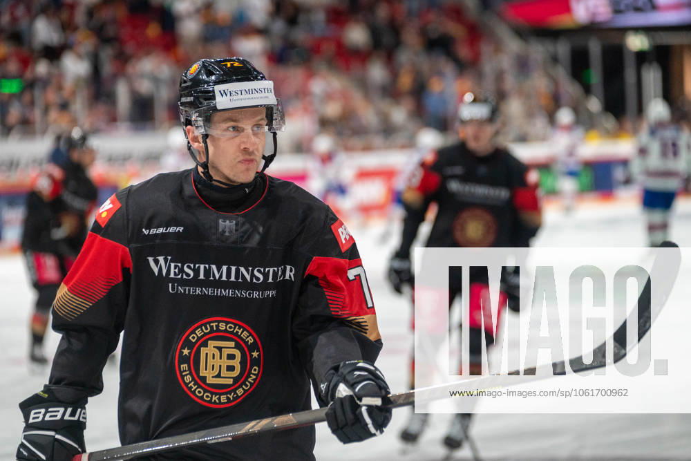 ice hockey international, season 2024 2025, test match, Germany USA at the PSD Bank Dome in Duesseldorf Dominik Kahun German Ice Hockey Federation, 729 warming up Photo Kirchner Media Thomas Haesler