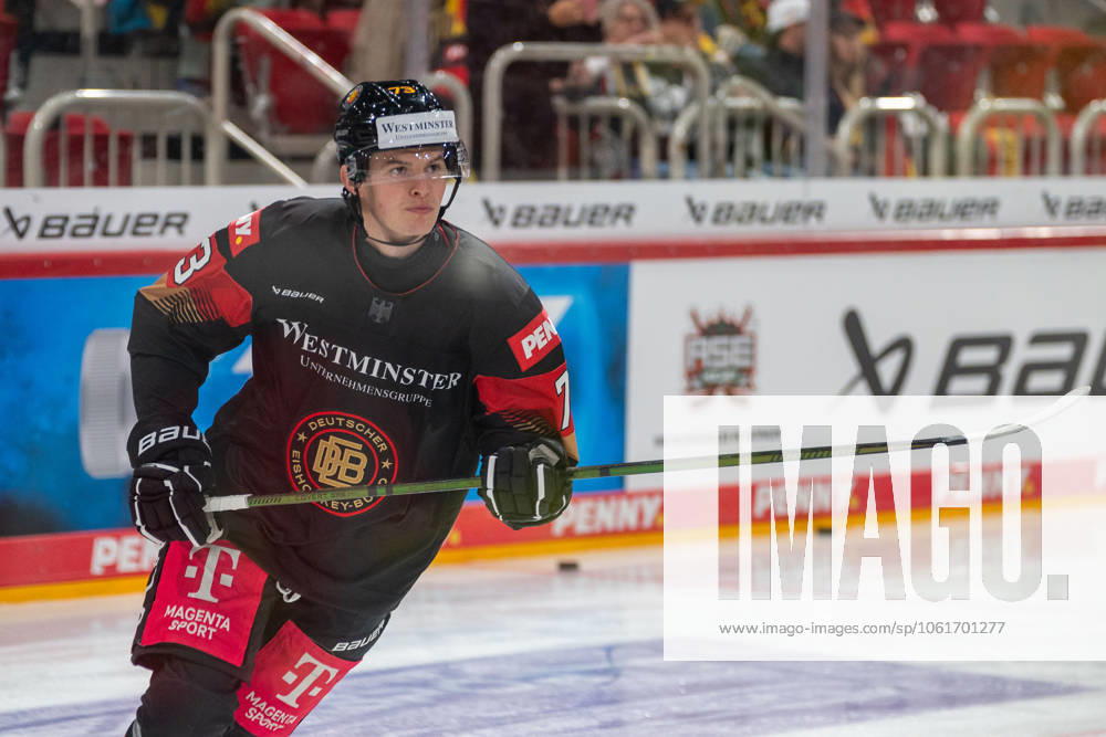 ice hockey international, season 2024 2025, test match, Germany USA at the PSD Bank Dome in Duesseldorf Lukas Reichel German Ice Hockey Federation, 73 warming up Photo Kirchner Media Thomas Haesler