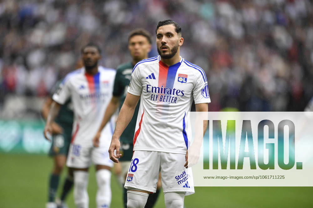 Rayan CHERKI of Lyon during the French L1 football match between Olympique Lyonnais and RC Lens at the Groupama stadium in Decines-Charpieu Lyon, France on May 04, 2025