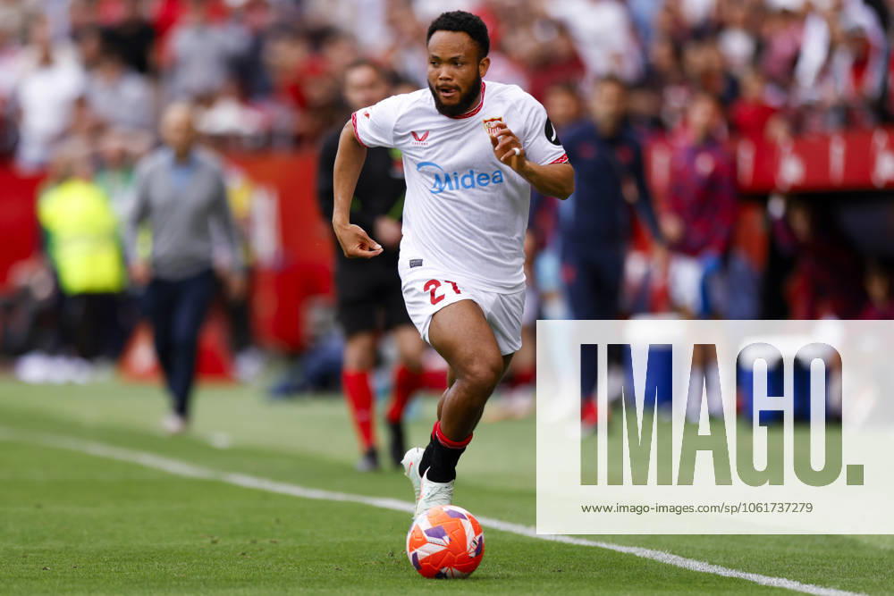 Sevilla FC v CD Leganes - La Liga EA Sports Chidera Ejuke of Sevilla FC runs with the ball during the La Liga EA Sports match between Sevilla FC and CD Leganes at Sanchez Pizjuan in Seville, Spain, on May 4, 2025. Seville Spain