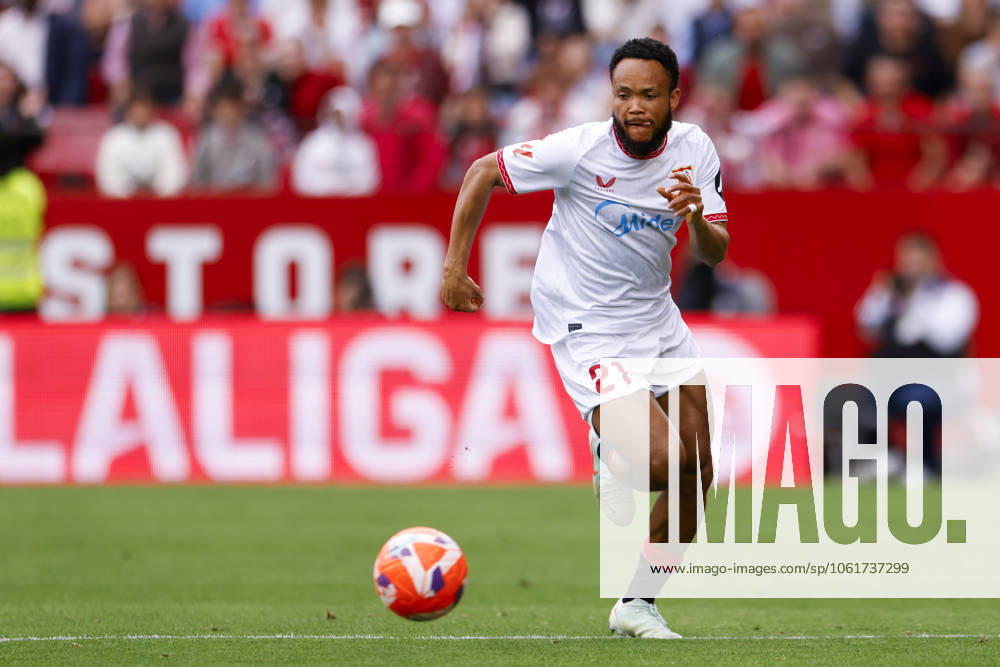 Sevilla FC v CD Leganes - La Liga EA Sports Chidera Ejuke of Sevilla FC runs with the ball during the La Liga EA Sports match between Sevilla FC and CD Leganes at Sanchez Pizjuan in Seville, Spain, on May 4, 2025. Seville Spain