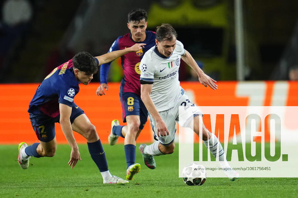 ESP: FC Barcelona, Barca Inter de Milan. UEFA Champions League match. Semi-Finals, firs leg Nicolo Barella of Inter Milan during the UEFA Champions League match, Semi-Finals, firs leg, between FC Barcelona and Inter de Milan played at Lluis Companys Stadium on April 30 2025 in Barcelona Spain. kpng