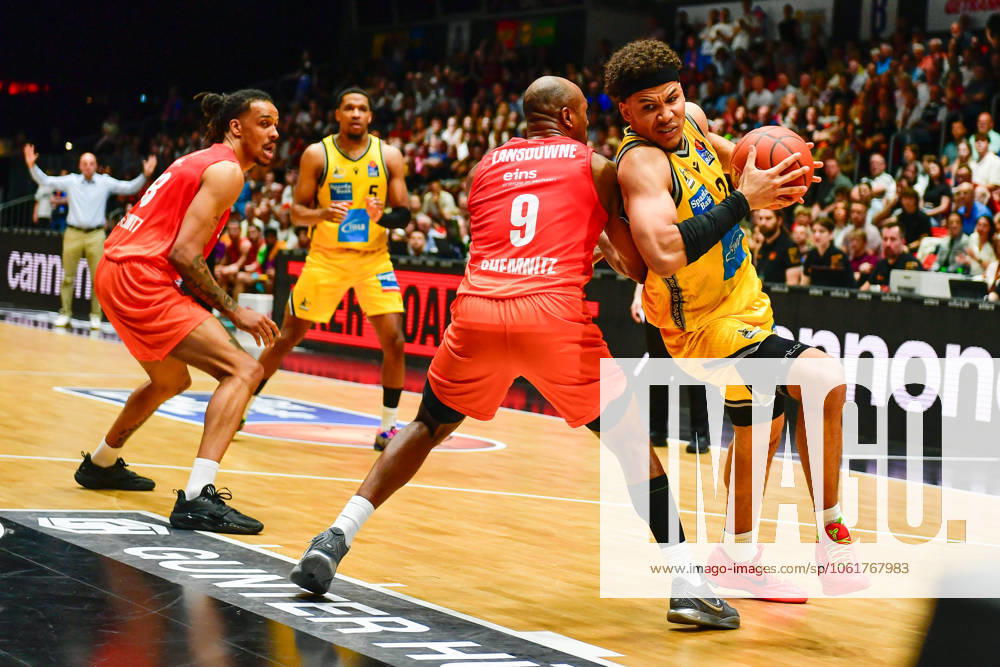 EasyCredit Basketball Bundesliga, BBL, Season 2024 2025, Men 01 05 2025, Niners Chemnitz MHP RIESEN Ludwigsburg Brandon Tischler MHP RIESEN Ludwigsburg, No24 , DeAndre Lansdowne Niners Chemnitz, No 9 Copyright Kai Schmidt Chemnitz Messe Chemnitz Saxony Germany