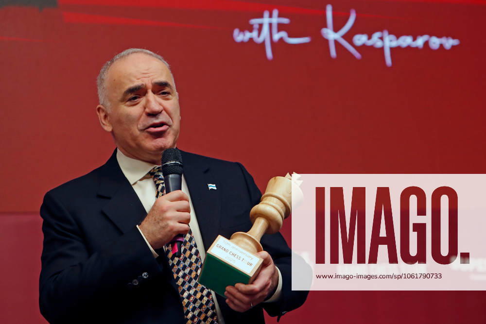 (250507) -- BUCHAREST, May 7, 2025 -- Former World Chess Champion Garry Kasparov of Russia attends the official opening ceremony of the Grand Chess Tour 2025 tournament in Bucharest, Romania, May 6, 2025. (Photo by Xinhua) (SP)ROMANIA-BUCHAREST-GRAND CHESS TOUR 2025 CristianxCristel