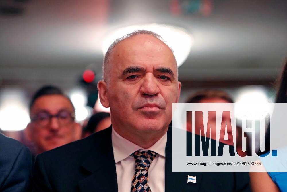 (250507) -- BUCHAREST, May 7, 2025 -- Former World Chess Champion Garry Kasparov of Russia attends the official opening ceremony of the Grand Chess Tour 2025 tournament in Bucharest, Romania, May 6, 2025. (Photo by Xinhua) (SP)ROMANIA-BUCHAREST-GRAND CHESS TOUR 2025 CristianxCristel