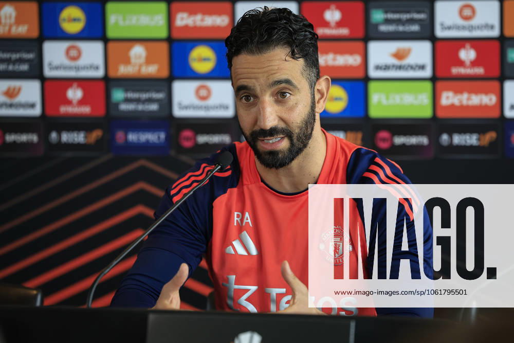 Manchester United, ManU 07 05 2025. press conference, PK, Pressekonferenz Ruben Amorim the Manchester United manager during the Press Conference for Manchester United at Carrington, Manchester, United Kingdom on 7 May 2025. Manchester Carrington United Kingdom Editorial use only ,