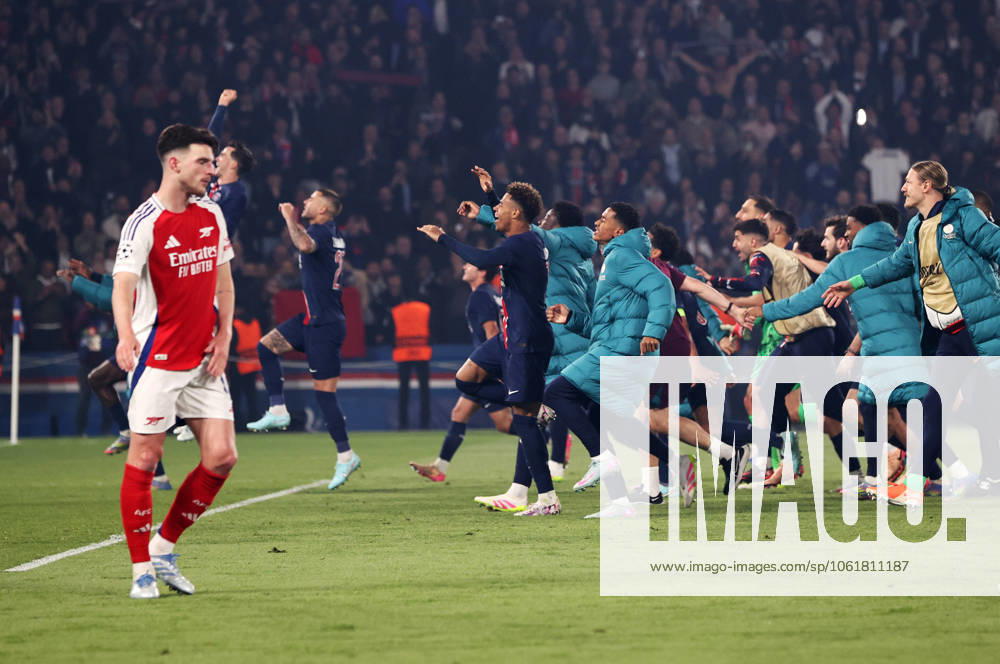 (250508) -- PARIS, May 8, 2025 -- Paris Saint-Germain s players celebrate advancing to the final after winning the UEFA Champions League semifinal second leg match between Paris Saint-Germain and Arsenal at the Parc des Princes stadium in Paris, France, May 7, 2025. ) (SP)FRANCE-PARIS-FOOTBALL-UEFA CHAMPIONS LEAGUE-PSG VS ARSENAL GaoxJing