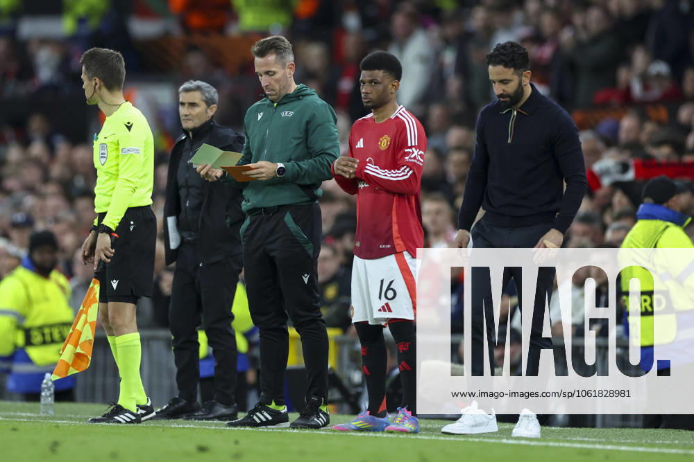 Manchester United, ManU FC v Athletic Club Bilbao Manchester United midfielder Amad Diallo (16) substitute with Manchester United Manager Ruben Amorim during the Manchester United FC v Athletic Club Bilbao UEFA Europa League Semi-Final 2nd leg match at Old Trafford, Manchester, England, United Kingdom on 8 May 2025 Credit: Phil Duncan Every Second Media Editorial use only. All images are copyright Every Second Media Limited. No images may be reproduced without prior permission.
