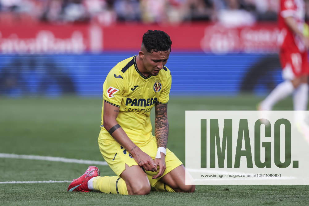Yeremi Pino of Villarreal CF laments during the Spanish league, La Liga EA Sports, football match played between Girona FC and Villarreal CF at Estadio de Montilivi on May 10, 2025 in Girona, Spain. Girona SPAIN - ZUMAa181 20250510_zaa_a181_153