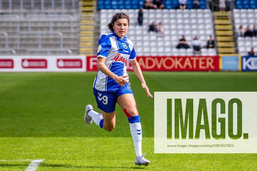OB Q v HB Koge, Gjensidige Kvindeliga football, Odense, Denmark Odense, Denmark. 10th, May 2025. Madelyn Desiano (9) of OB Q seen during the Gjensidige Kvindeliga match between OB Q and HB Koge at Nature Energy Park in Odense. Denmark, Odense