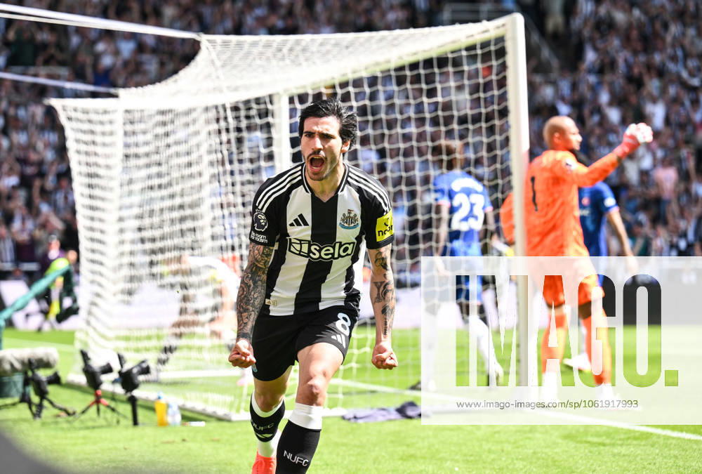 Sandro Tonali of Newcastle United celebrates scoring their first goal Newcastle United v Chelsea, Premier League, Football, St James Park, Newcastle, UK