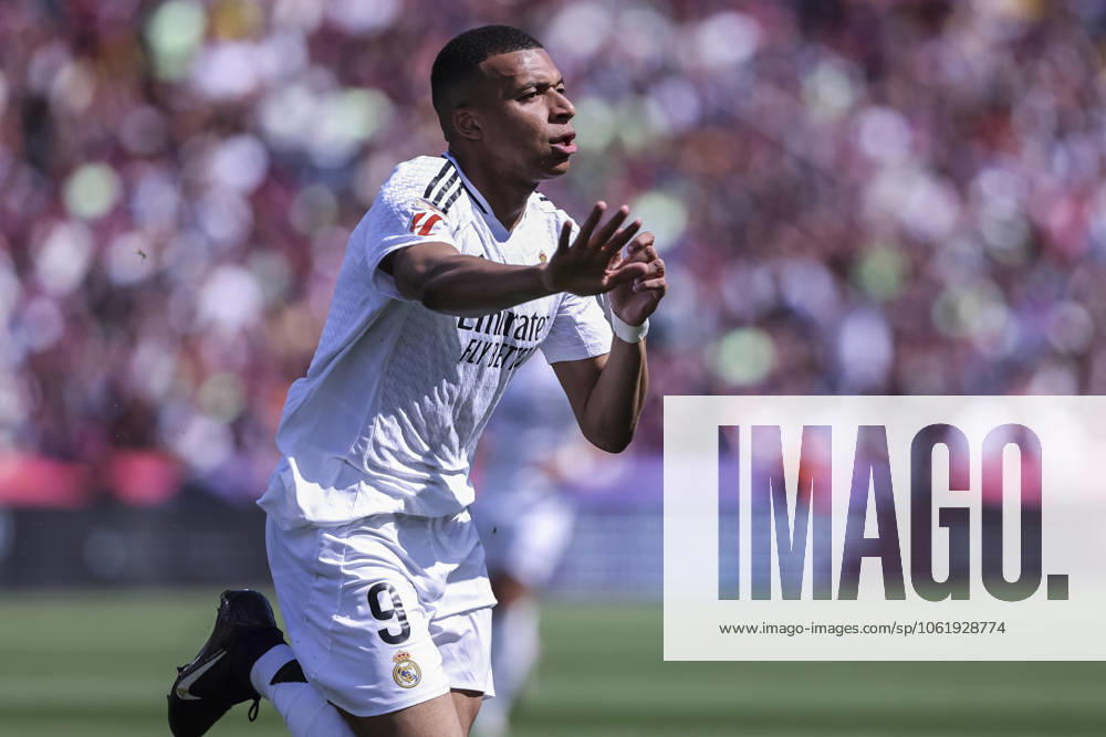 Kylian Mbappe of Real Madrid celebrates a goal during the Spanish league, La Liga EA Sports, football match played between FC Barcelona, Barca and Real Madrid at Estadi Olimpic Lluis Companys on May 11, 2025 in Barcelona, Spain. Barcelona SPAIN - ZUMAa181 20250511_zaa_a181_049